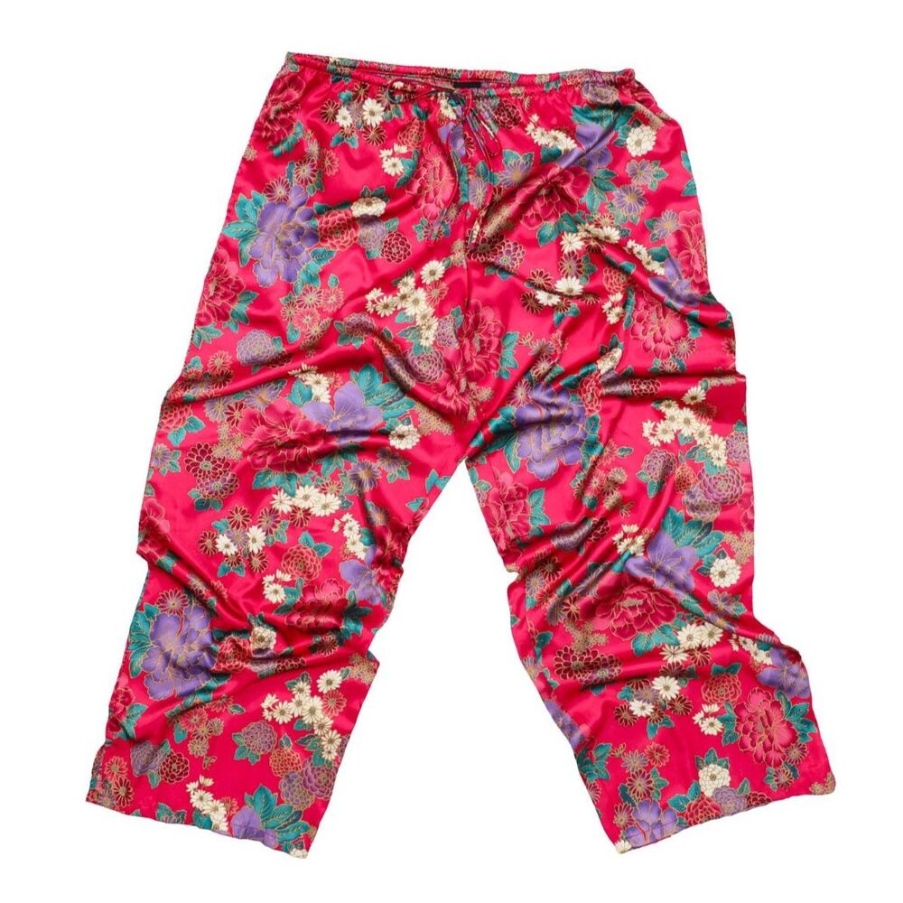 Floral Satin Pajama Pants Women Lounge Sleepwear Trousers